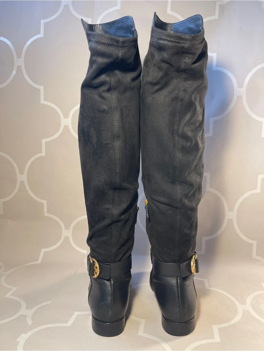 Tory Burch Marsden Leather & Fabric Over-the-Knee Riding Boots Size 6